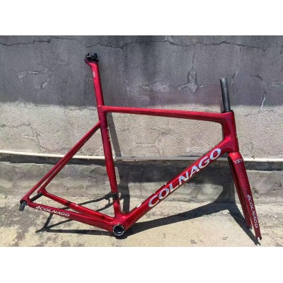 Colnago V3RS Carbon Frame Road Bicycle Metallic Red Ice Crack-Colnago V3RS V-Brake & Disc Brake