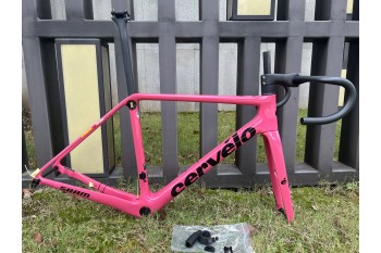 Quadro de bicicleta de estrada de fibra de carbono Cervelo R5 rosa