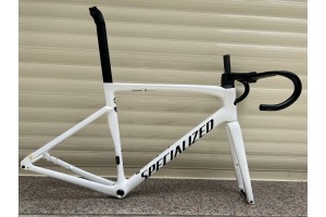 Kohlefaser-Rennradrahmen S-Works Tarmac SL7 Rahmenset Scheibenbremse Weiß mit schwarzen Aufklebern
