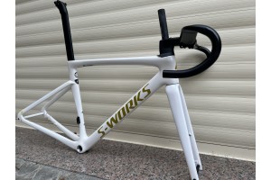Рамка за пътен велосипед от въглеродни влакна S-Works Tarmac SL7 Frameset Дискова спирачка Бяла със златни стикери