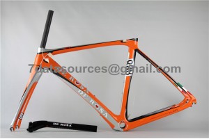 Рама шоссейного велосипеда De Rosa 888 из углеродного волокна оранжевого цвета