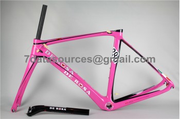 De Rosa 888 szénszálas országúti kerékpár váz rózsaszín